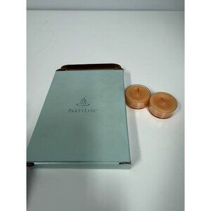 Partylite Universal Tealights Whispering Leaves Orange Clear Cups Box of 12 NEW